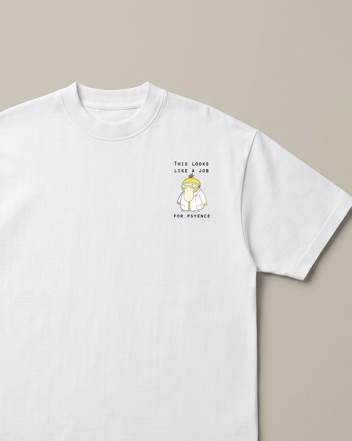 Psyence White oversized t-shirt — psyduck doctor be aware, front print