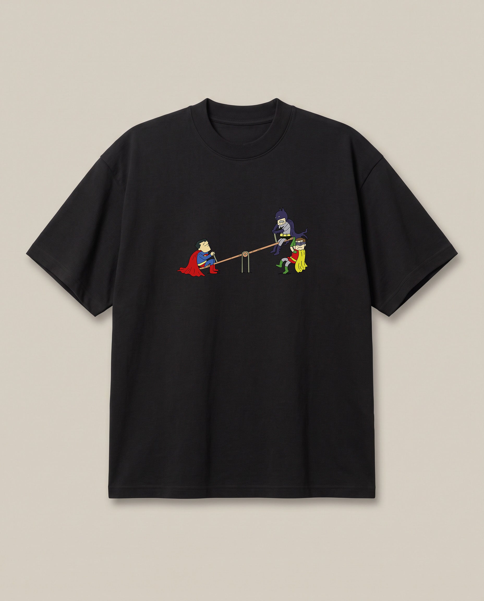 Real Dawn of Justice Black oversized t-shirt — superman batman civil war, front print