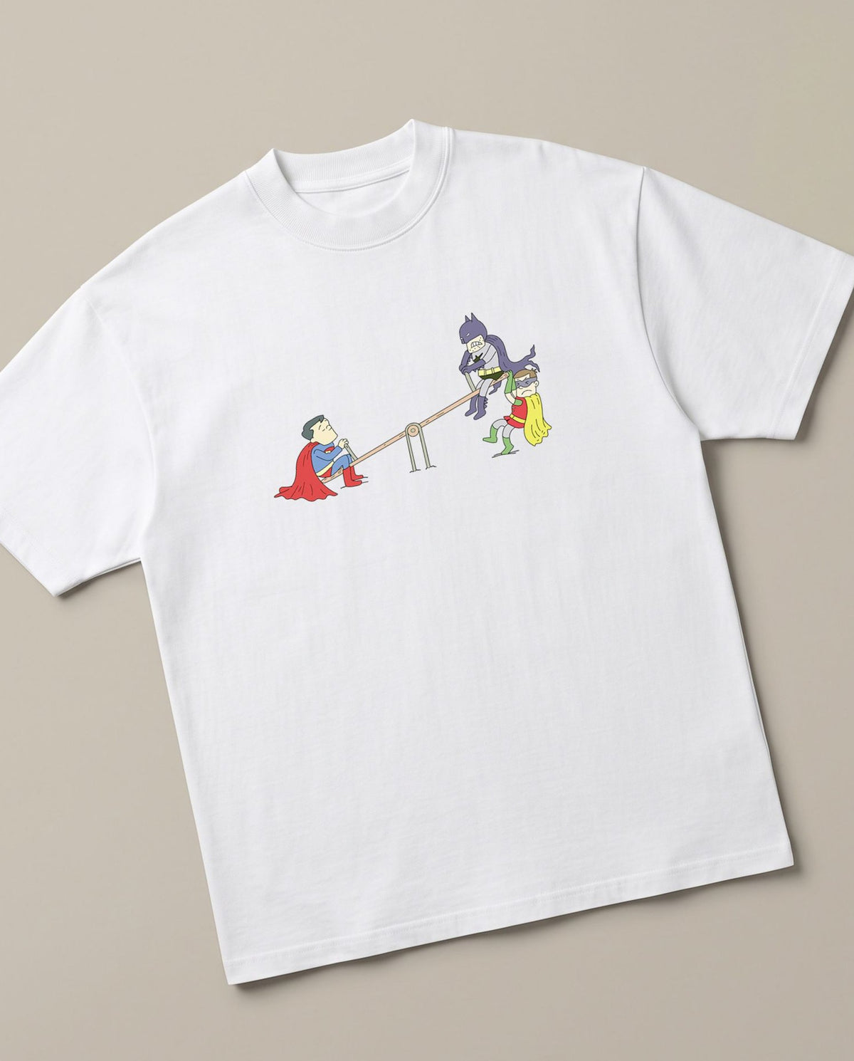 Real Dawn of Justice White oversized t-shirt — superman batman civil war, angled view