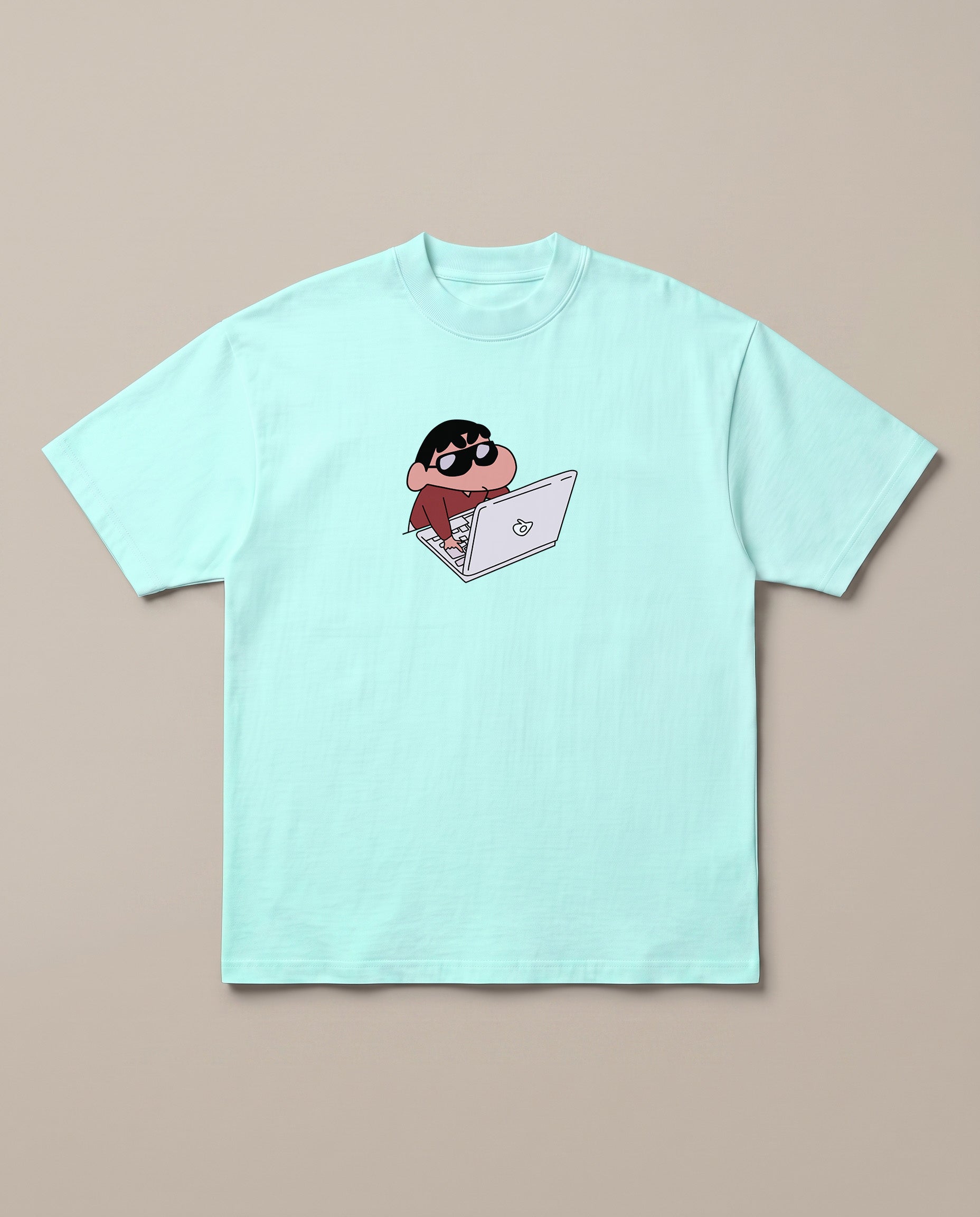 Hackerman Shinchan Mint oversized t-shirt — shinchan is hacking, front print