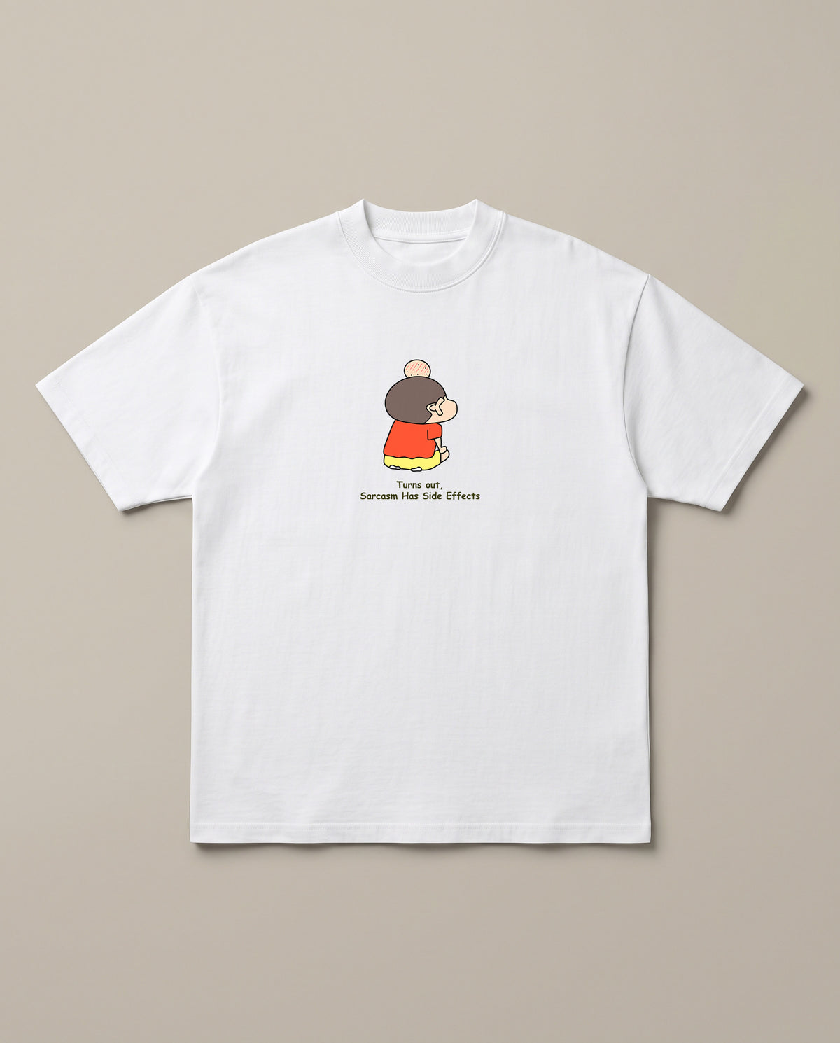 Sarcasm Backfired – Shinchan Edition White oversized t-shirt — shinchan got hit by  Misae Nohara, front print