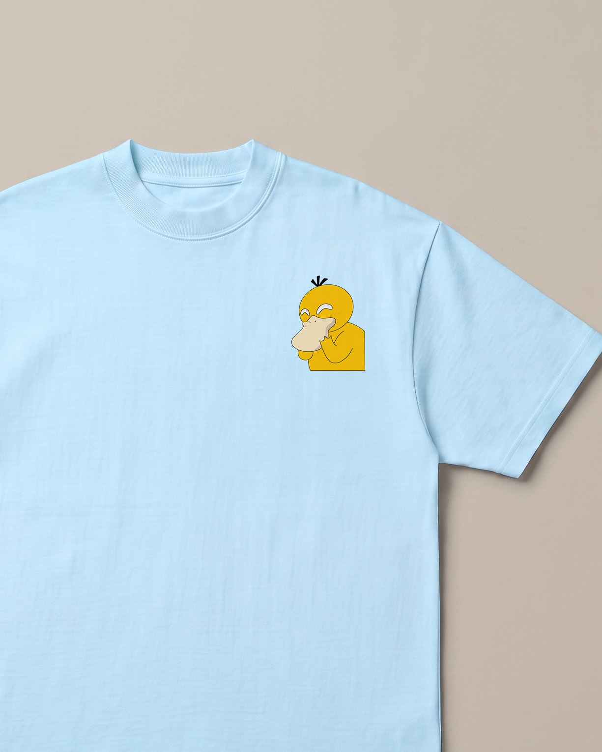 Shyduck Baby Blue oversized t-shirt — psyduck pokemon is very shy, front print