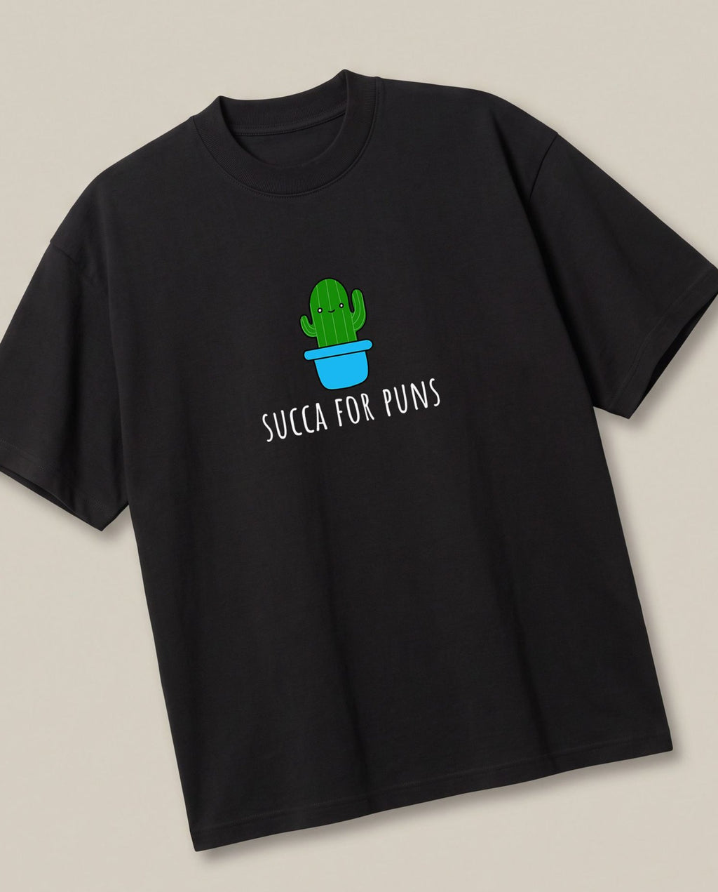 Succa for Puns Black oversized t-shirt — really sucker for good puns by brainsick biscuit, angled view