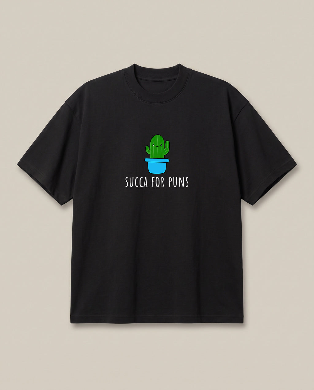 Succa for Puns Black oversized t-shirt — really sucker for good puns by brainsick biscuit, front print