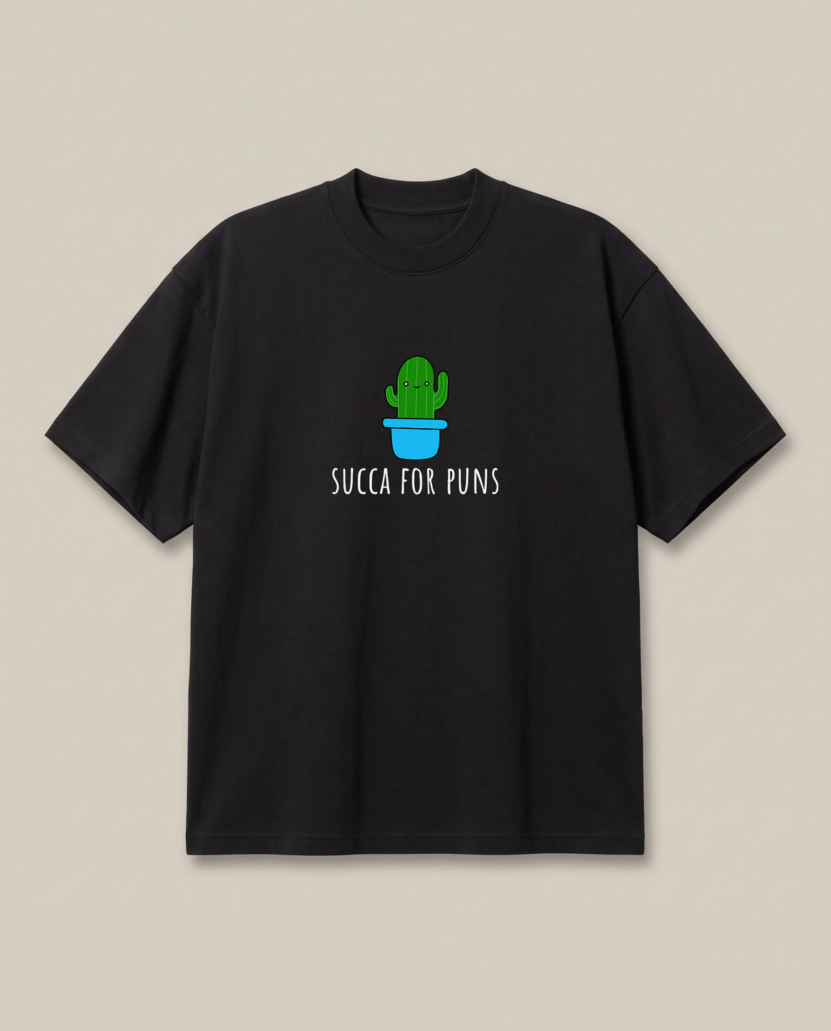 Succa for Puns Black oversized t-shirt — really sucker for good puns by brainsick biscuit, front print