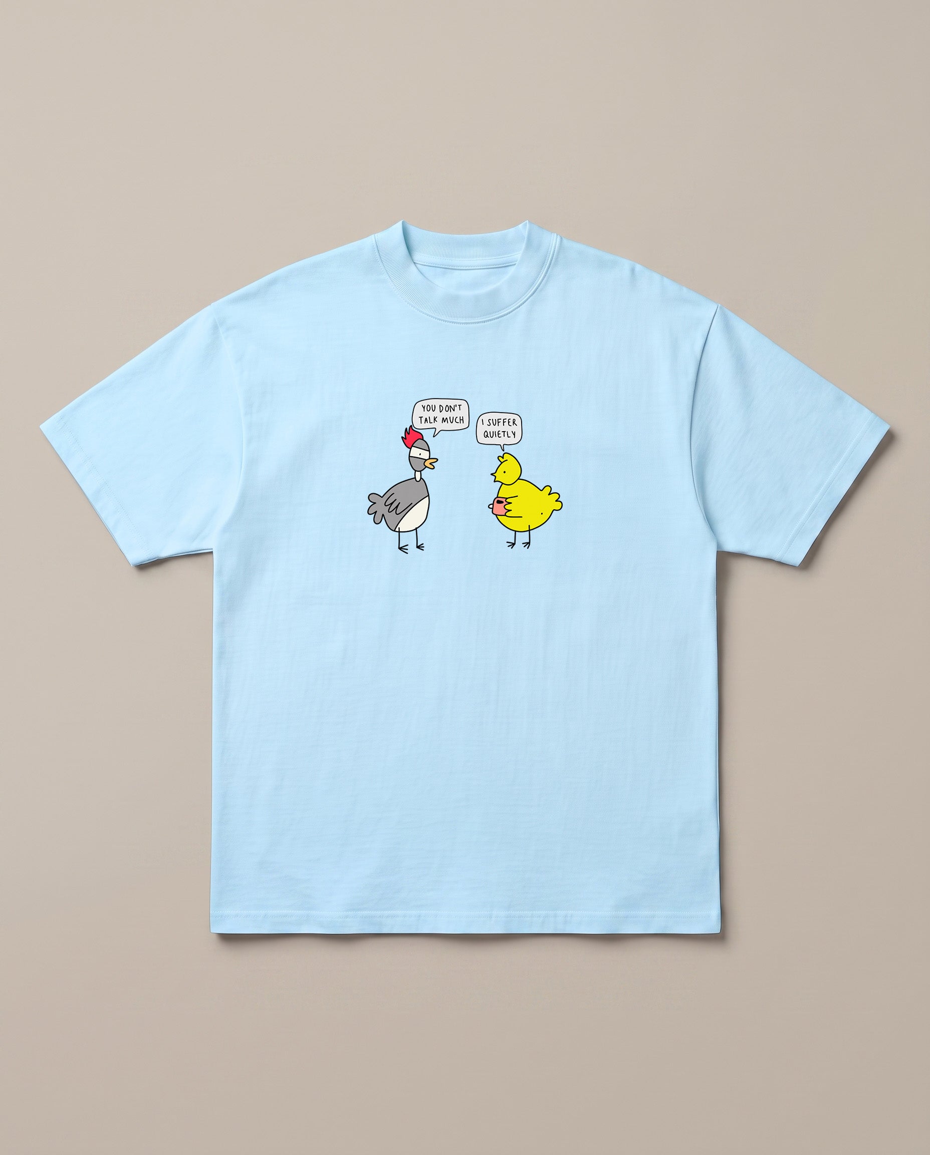 Suffer in Silence Baby Blue oversized t-shirt, front print