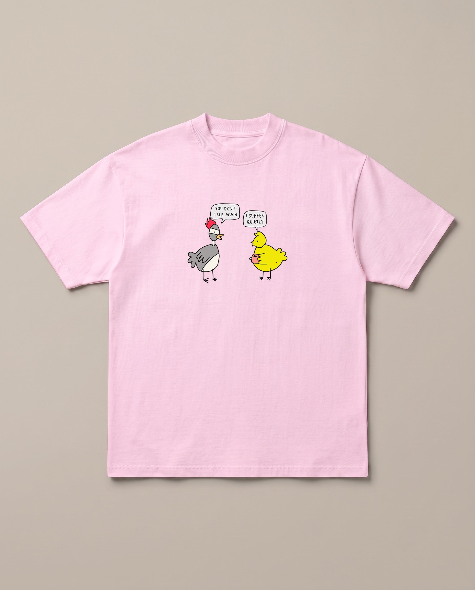Suffer in Silence Baby Pink oversized t-shirt, front print