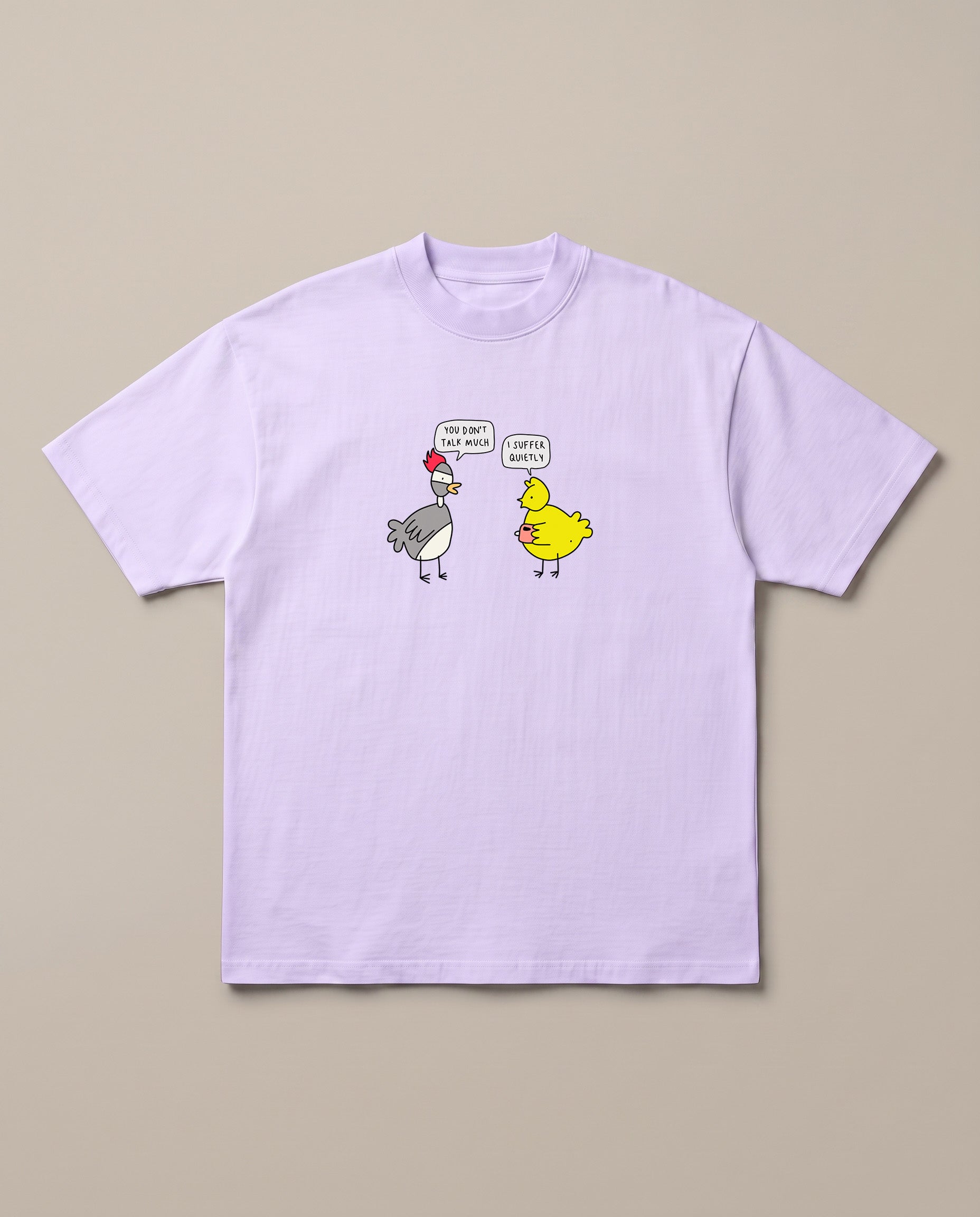 Suffer in Silence Lavender oversized t-shirt, front print