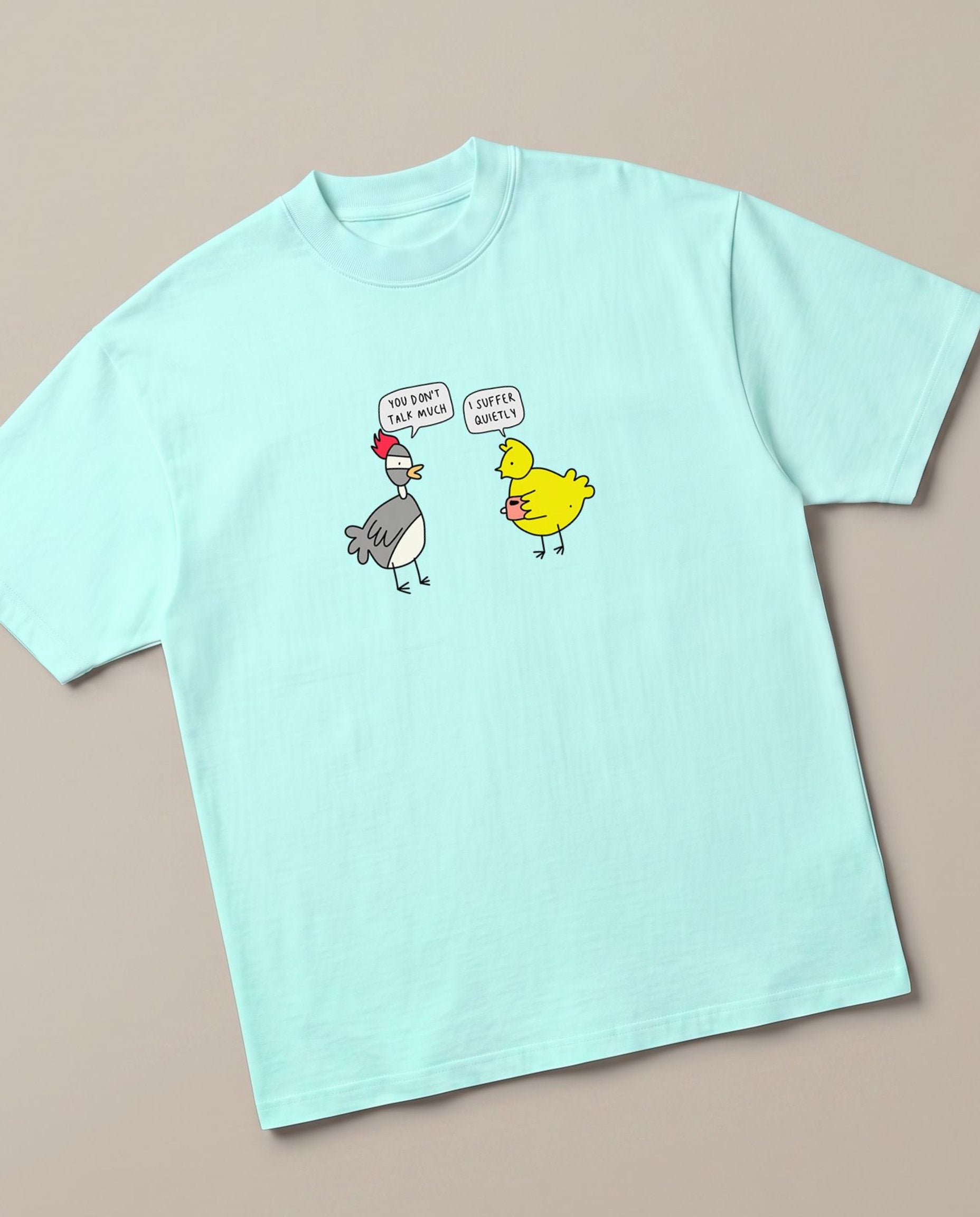 Suffer in Silence Mint oversized t-shirt, angled view