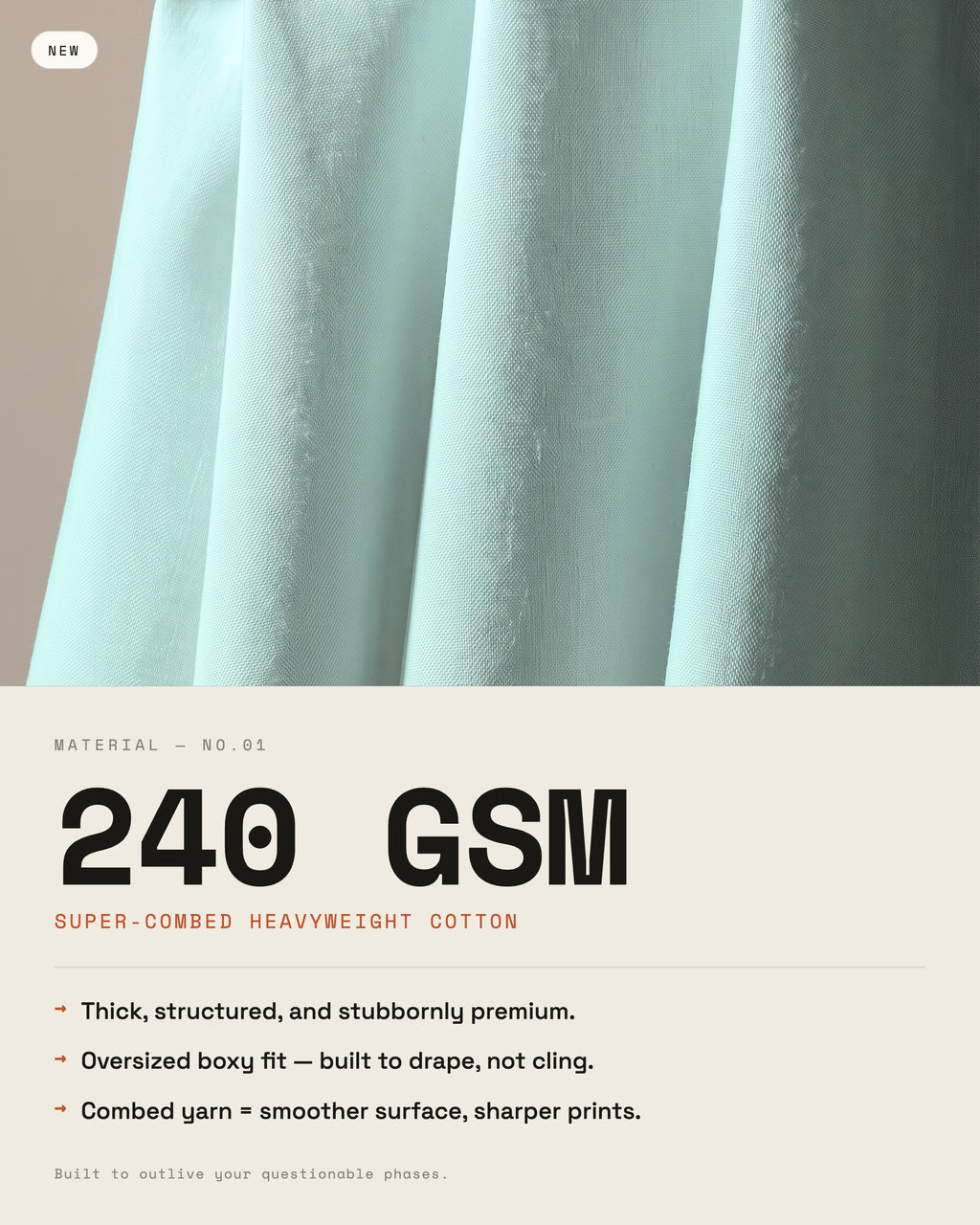 Suffer in Silence Mint oversized t-shirt — 240 GSM cotton fabric detail