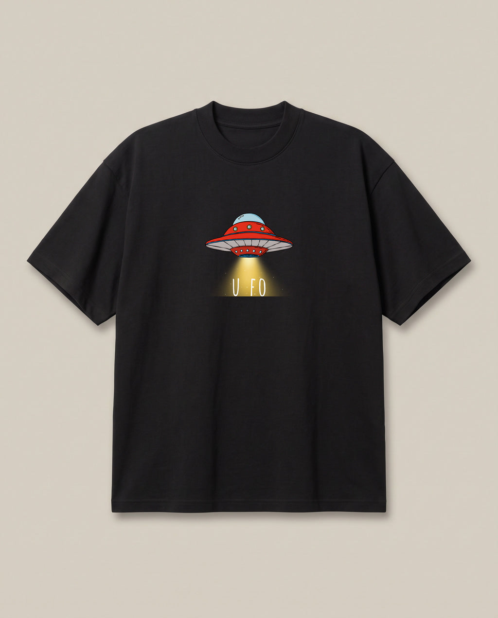UFO Black oversized t-shirt — ufo flipping of people, front print