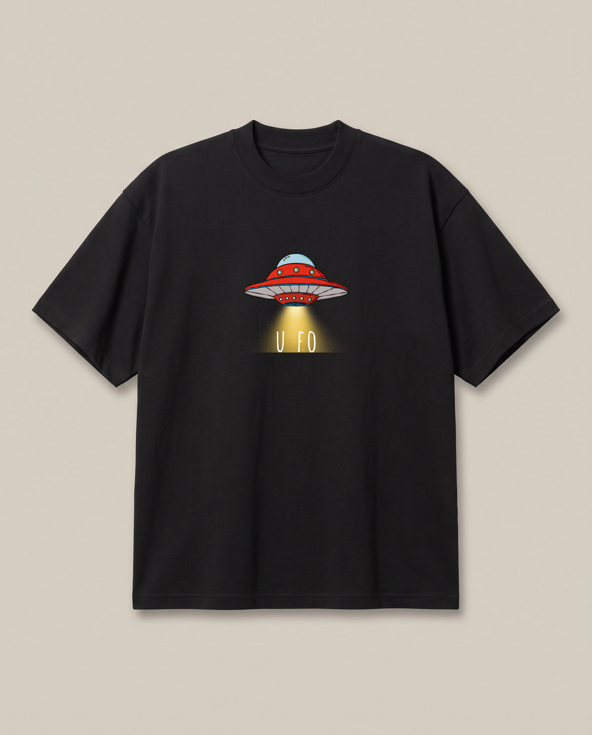 UFO Black oversized t-shirt — ufo flipping of people, front print