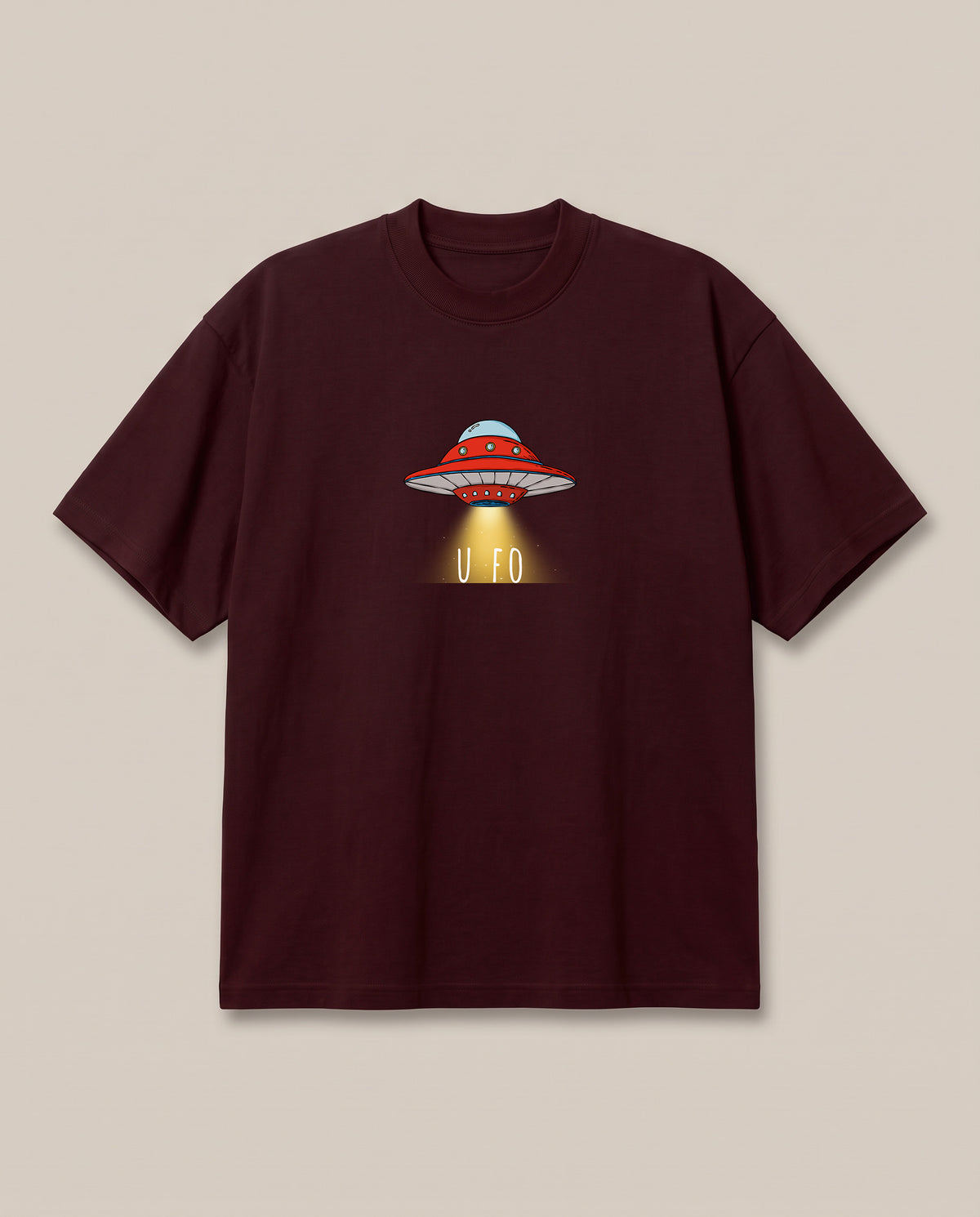 UFO Maroon oversized t-shirt — ufo flipping of people, front print