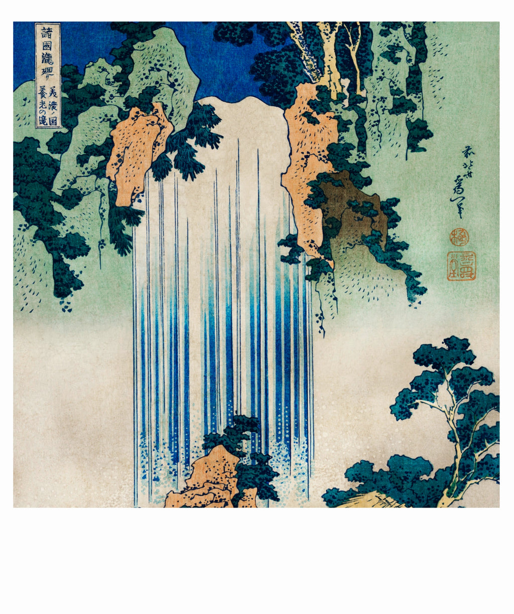 Japanese waterfall and foliage polaroid