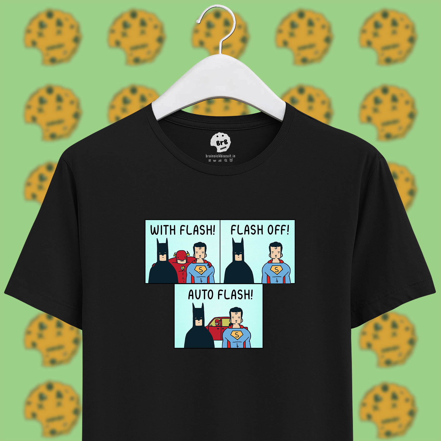 flash batman superman comic animated black t-shirt