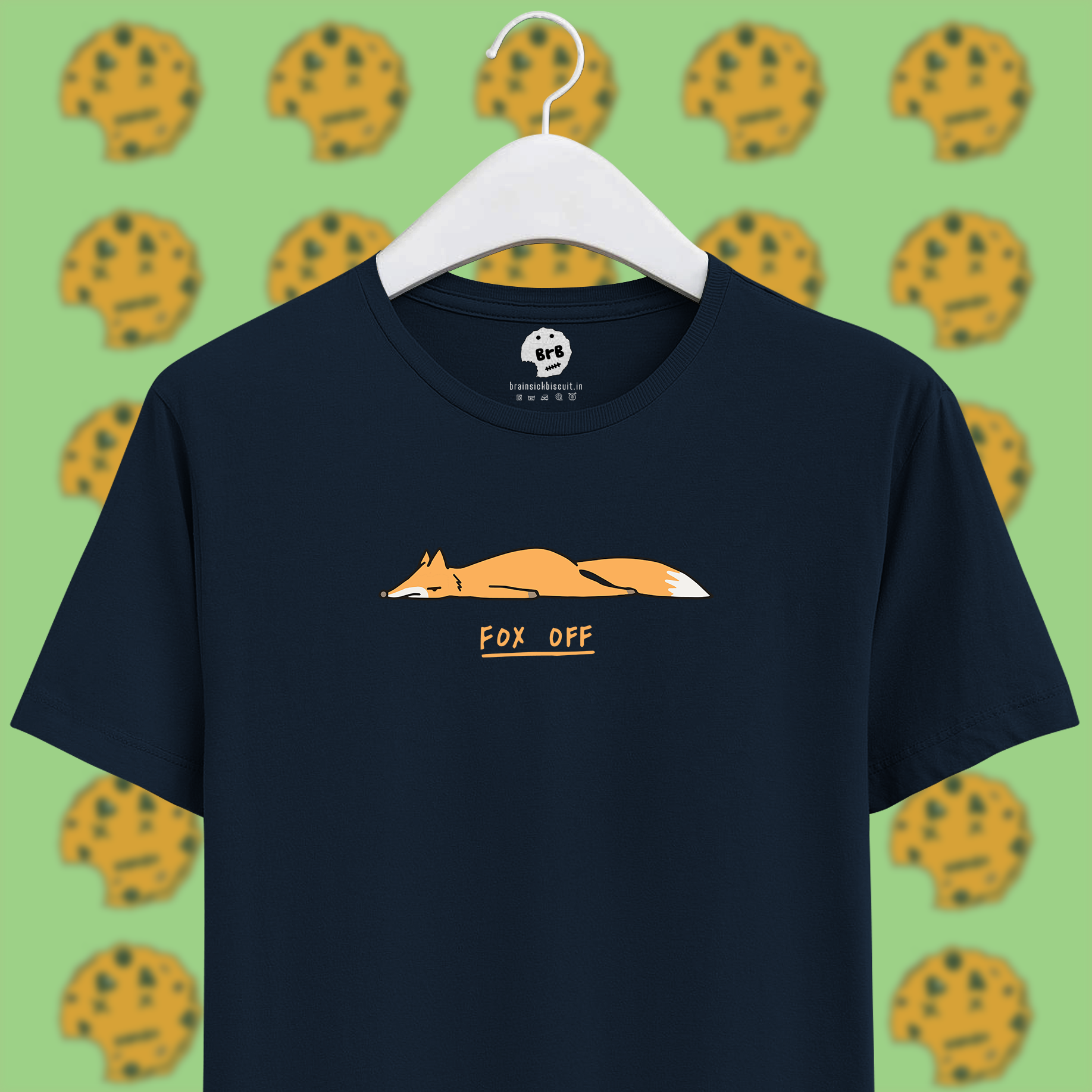 fuck off orange fox pun unisex half sleeves t-shirt navy blue