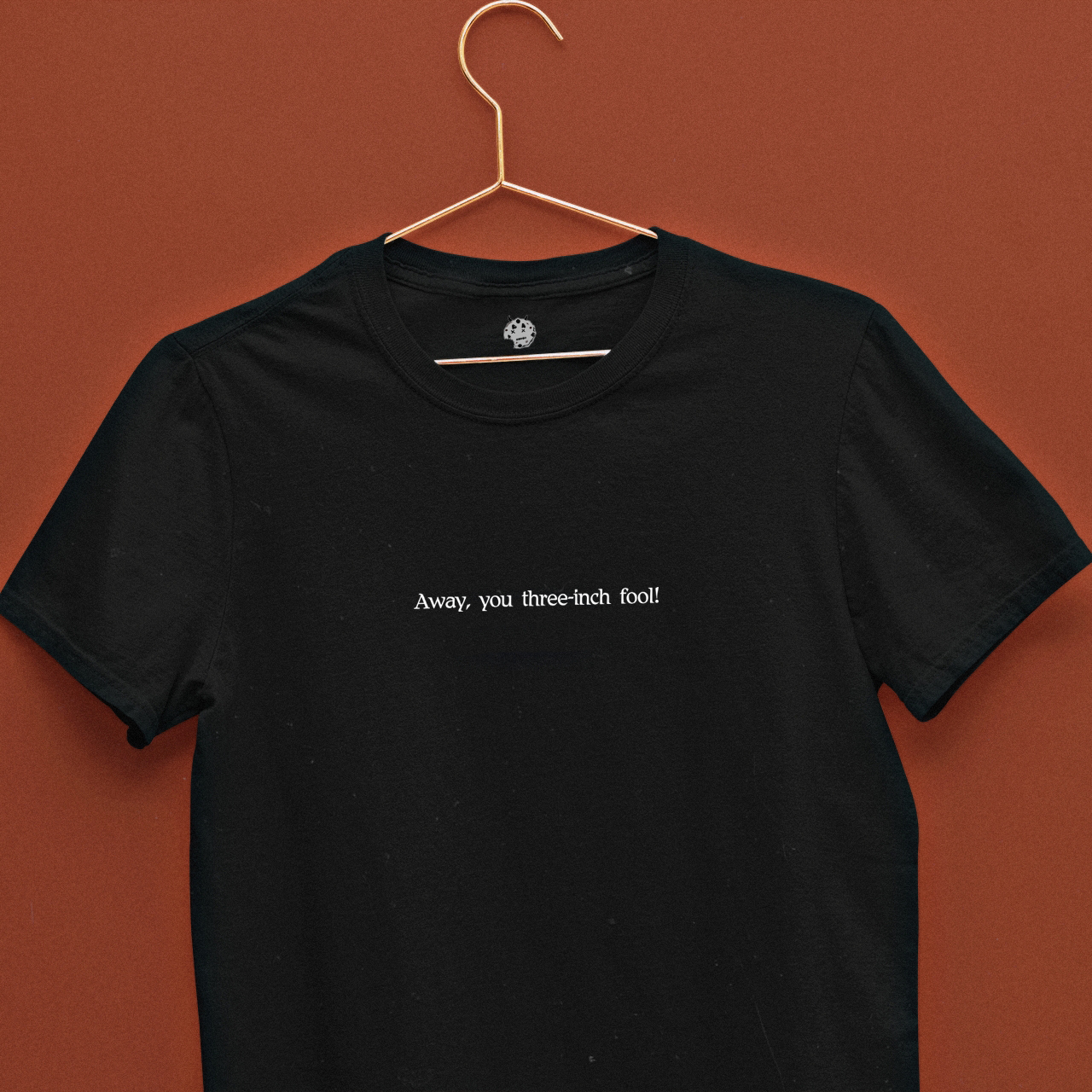 Taming of the Shrew Shakesperean insult on black t-shirt.