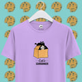 cat's schrodinger reverse thought experiment on lavender half sleeves unisex t-shirt