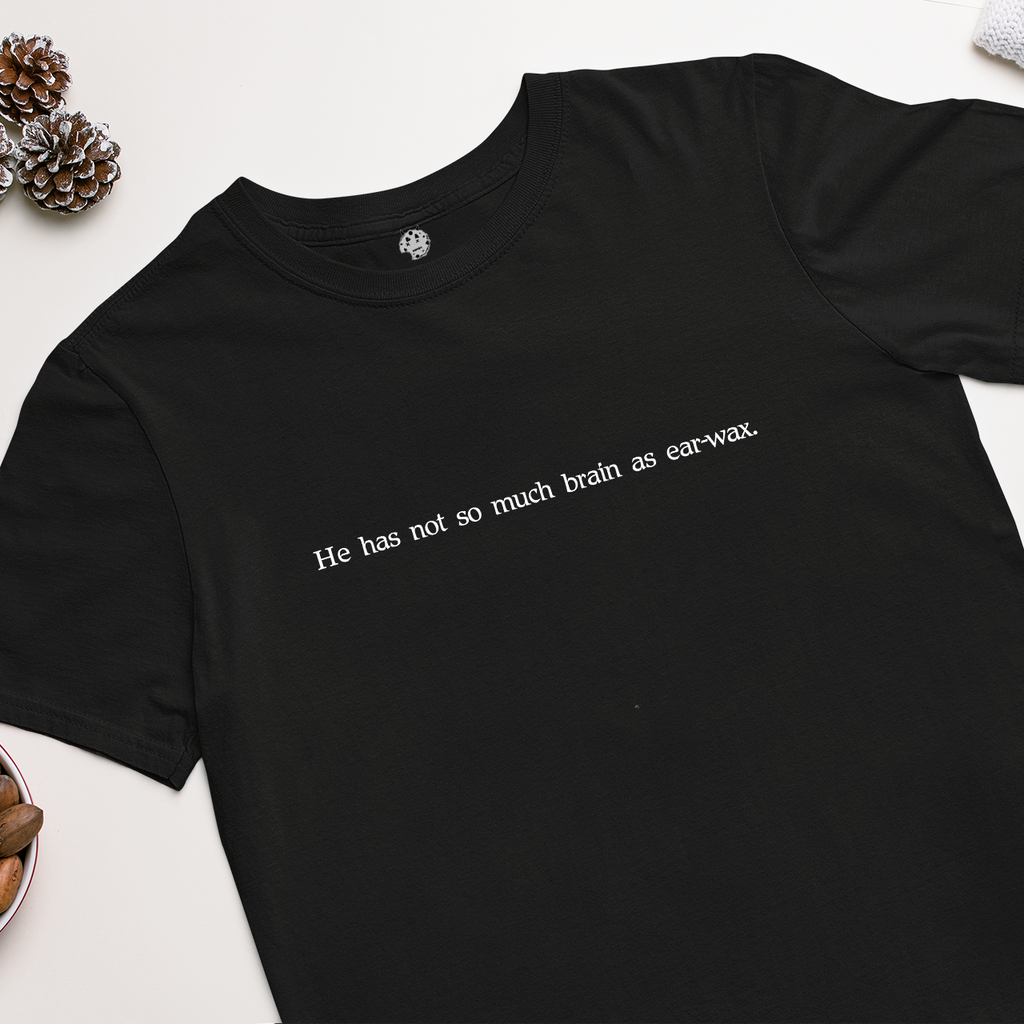 Troilus and Cressida Act V, Scene I Shakespearean insult on black t-shirt.